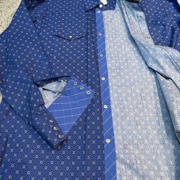 Wrangler George Strait Mens Troubadour Western Shirt Long Sleeve Blue Size Large - Picture 5 of 11